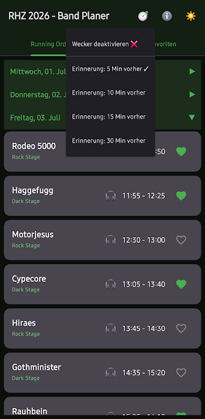 Rockharz 2026 - Band Planer Screenshot 1