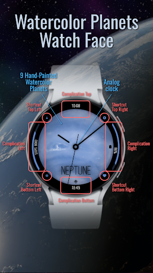 Watercolor Planets Watch Face Screenshot 1