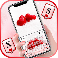 Red Hearts 3D Keyboard Background