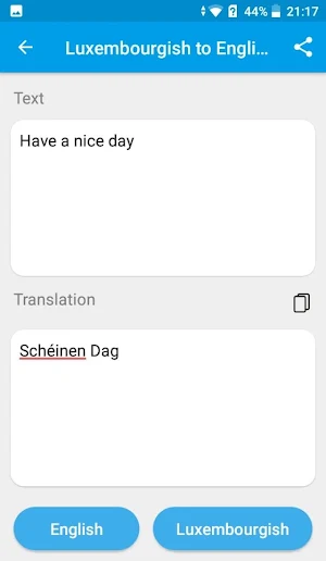 English to Luxembourgish Translation Screenshot 1