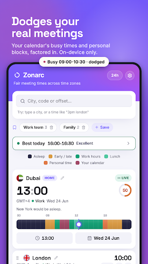 Zonarc: Time Zones & Meetings Screenshot 2