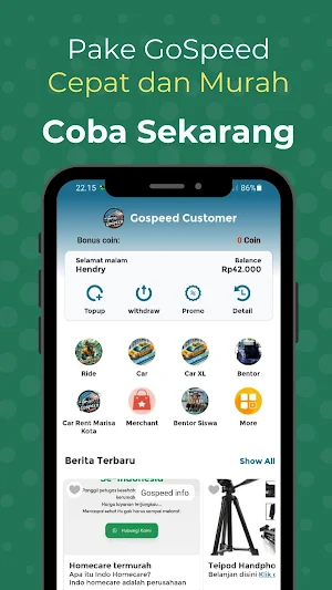 GoSpeed Customer Screenshot 2