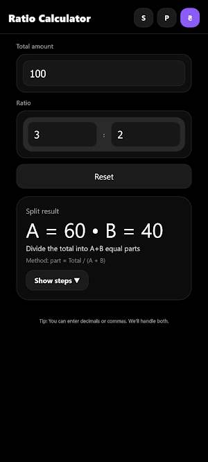 Ratio Calculator Screenshot 2