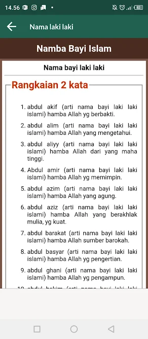 Daftar Nama Bayi Islam & arti Screenshot 1