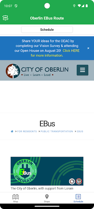 Oberlin E-Bus Circulator Screenshot 3