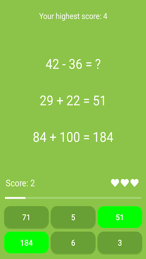 Addition and subtraction game Screenshot 1