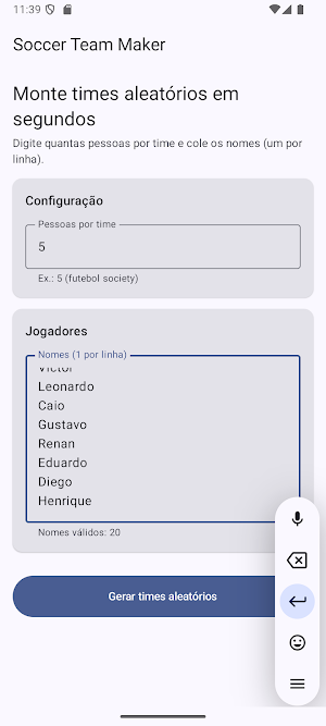 Sorteador de times Screenshot 0