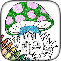 Mushroom Glitter Coloring Page