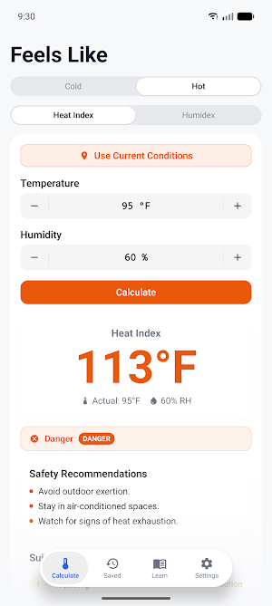 Wind Chill & Heat Index Screenshot 0