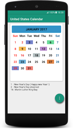 US Holidays Calendar Screenshot 0