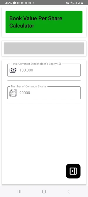 BVPS Calculator Screenshot 1