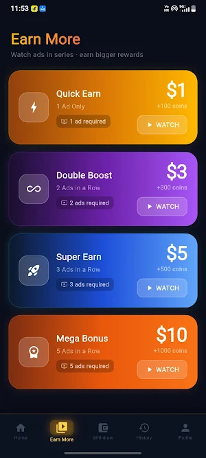 Watch Video Earn Money Daily Screenshot 1