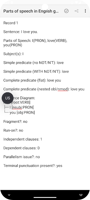 English syntactic analysis Screenshot 0
