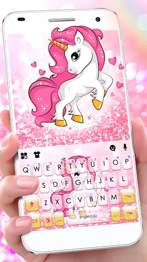 Pink Glitter Unicorn Keyboard Theme Screenshot 0