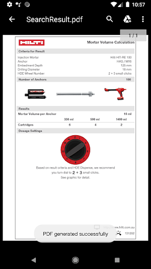 Hilti Volume Calculator Screenshot 2