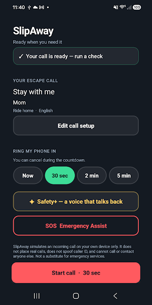 SlipAway: Escape Call & Safety Screenshot 0
