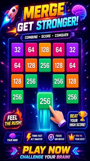 2048 Merge Games - M2 Blocks Screenshot 1