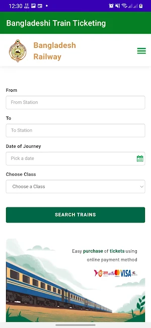 Bangladesh Railway Ticketing Screenshot 1