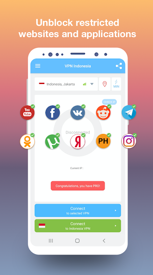 VPN Indonesia - get free Indonesian IP Screenshot 1