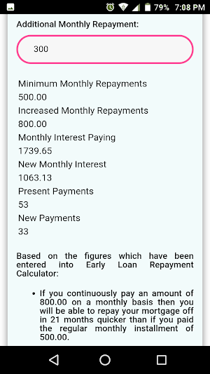 Early Loan Repayment Calculator Screenshot 2