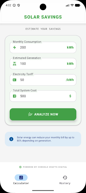 Solar Savings Calculator Screenshot 3
