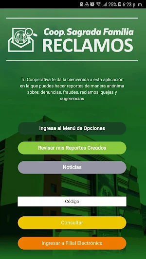COOP SAGRADA FAMILIA – RECLAMOS Screenshot 0