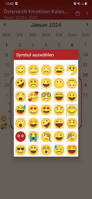 Österreich Emoticon Kalender Screenshot 2