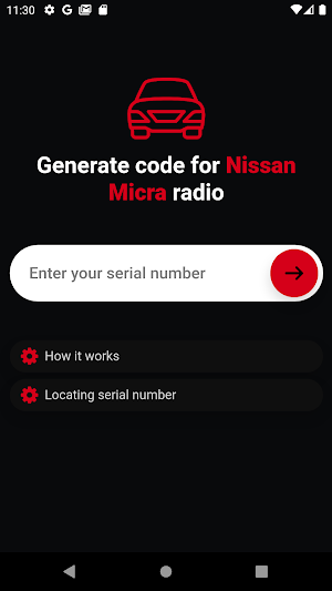 Nissan Micra radio code unlock Screenshot 0