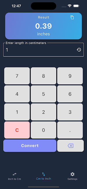 Inches to CM Converter Screenshot 1