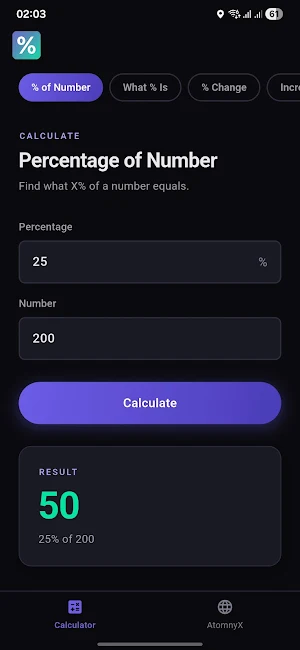 Percentage Calculator Screenshot 0