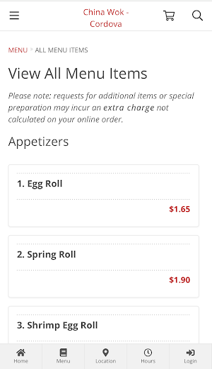 China Wok - Cordova Ordering Screenshot 1