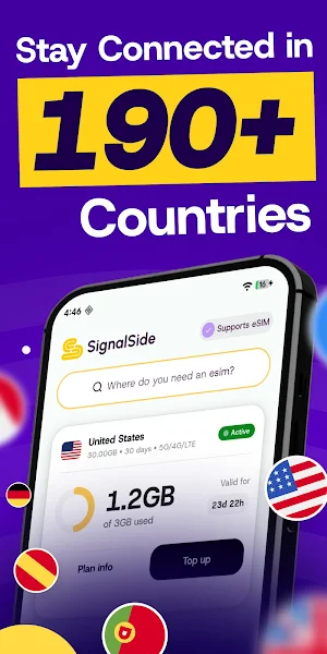 Signalside: Travel eSIM Data Screenshot 0
