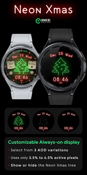 Neon Xmas - digital watch face Screenshot 2