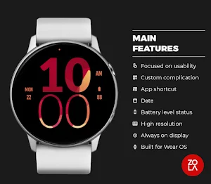 Maroon Large Watch Face Screenshot 1