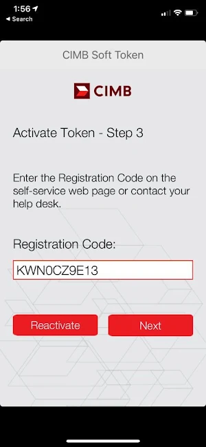 CIMB Soft Token Screenshot 2