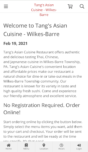 Tang's Asian Wilkes-Barre Screenshot 0