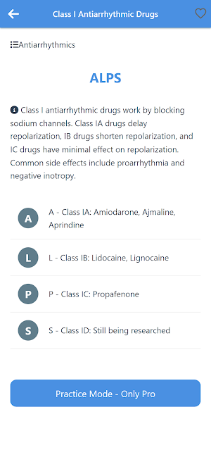 Pharmacology Mnemonics Lite Screenshot 2