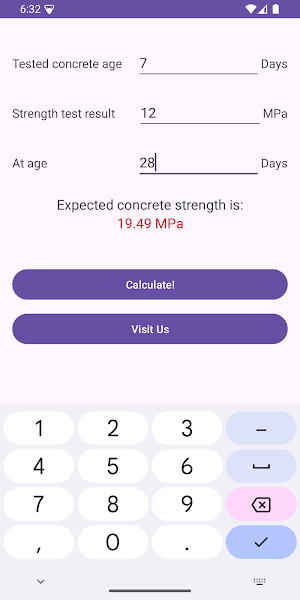 Concrete Strength Checker Screenshot 2