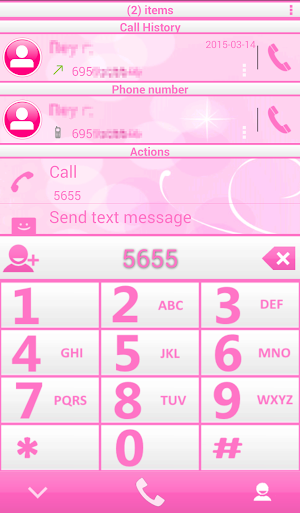 THEME PINK WHITE RocketDial Screenshot 1