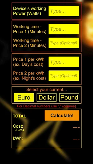 Electricity Cost Calculator Screenshot 2
