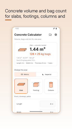 Concrete Calculator: Slab Screenshot 1