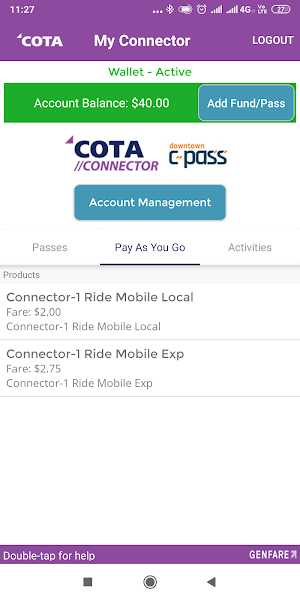 COTA Connector Screenshot 3