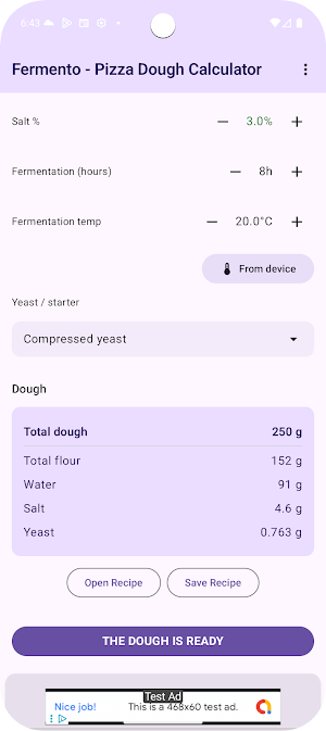 Fermento - Pizza Dough Calc Screenshot 2