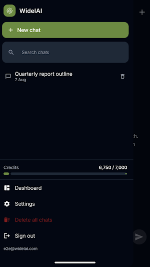 WidelAI: AI Chat Workspace Screenshot 2