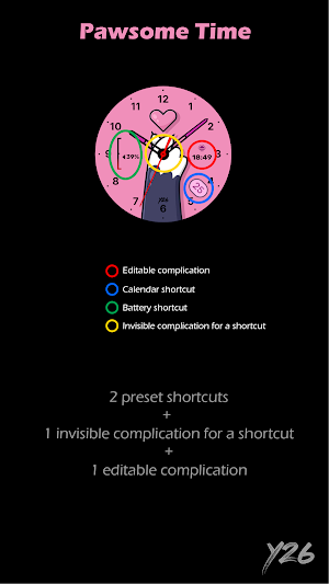 Y26 Pawsome Time Watch Face Screenshot 2