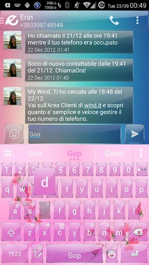 AI Keyboard Theme Glass Flower Screenshot 1