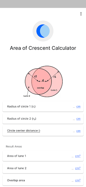 Area of Crescent Calculator Screenshot 0