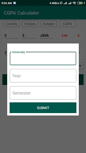 CGPA Calculator Screenshot 2