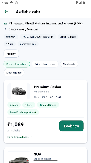 Aru Cabs: Premier Airport cabs Screenshot 2