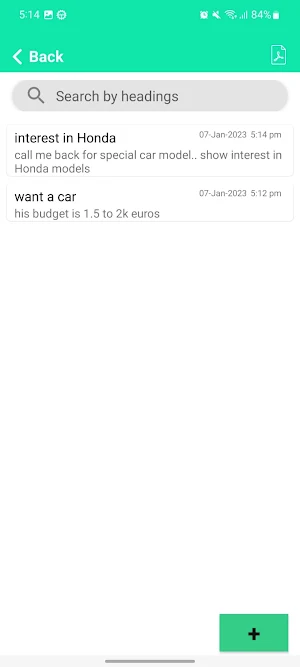 CRM Diary Screenshot 1